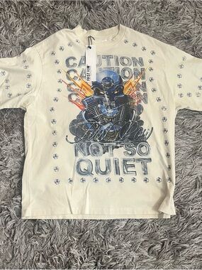 First Row Men’s Cream Graphic Short-Sleeve Tee - 'Not So Quiet' 2XL NWT